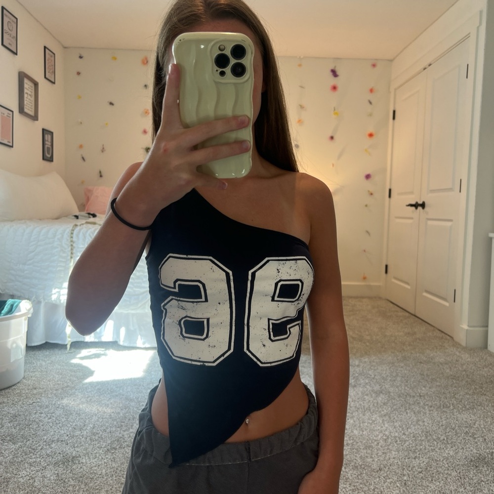 Windsor Black Asymmetrical Crop Top